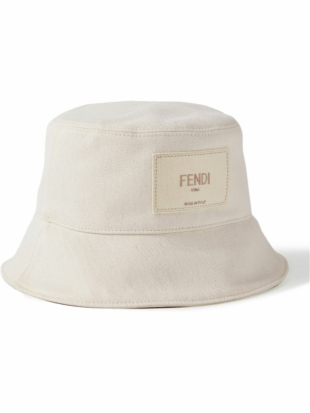 Photo: Fendi - Logo-Appliquéd Cotton-Blend Twill Bucket Hat - Neutrals