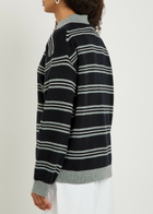 Nili Lotan Galvez Striped Cashmere Polo Jumper Grey
