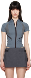 HYEIN SEO Blue Slashed Zip T-shirt