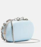 Self-Portrait Crystal-embellished satin clutch