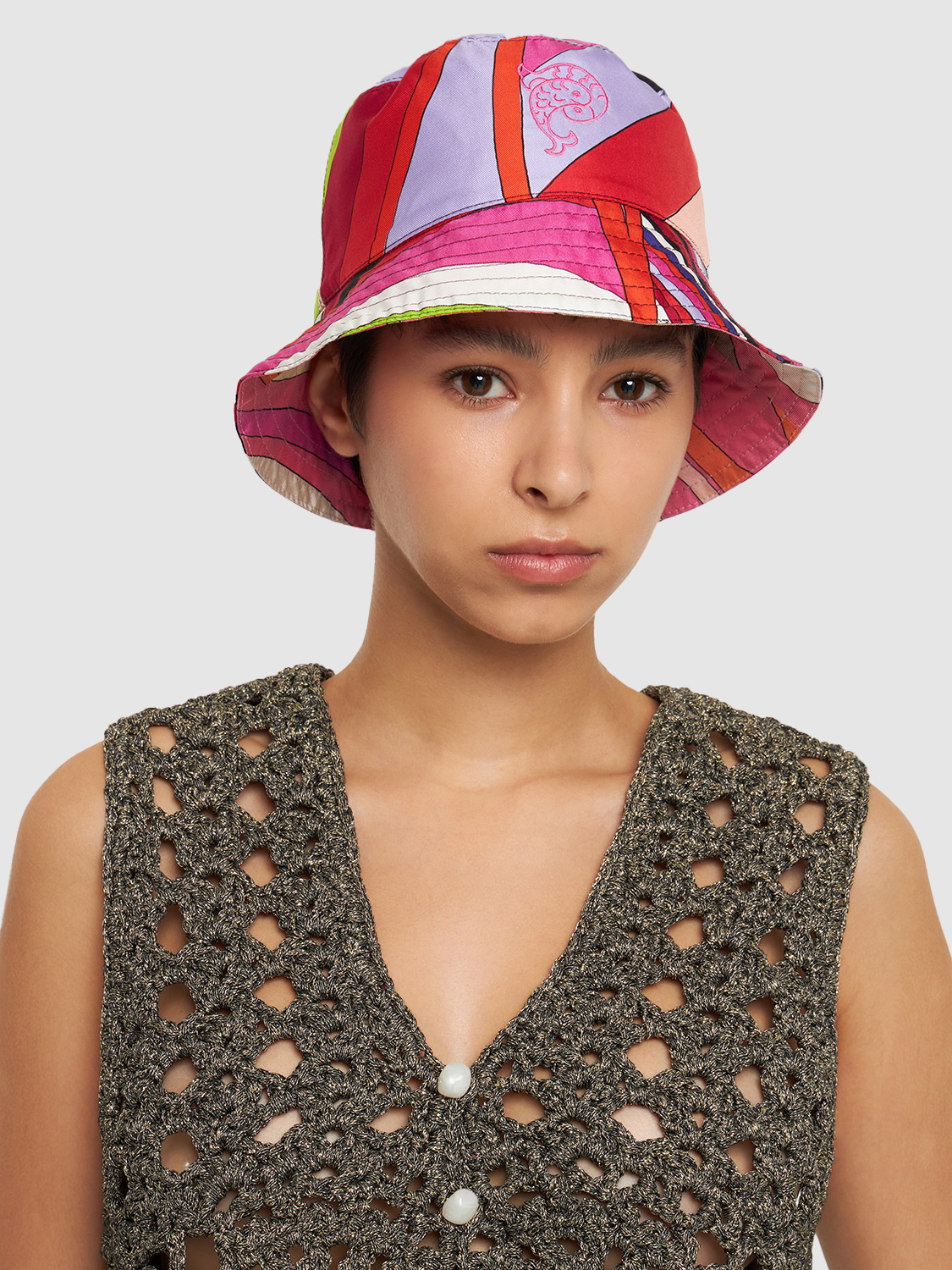 PUCCI Reversible Silk Bucket Hat Emilio Pucci