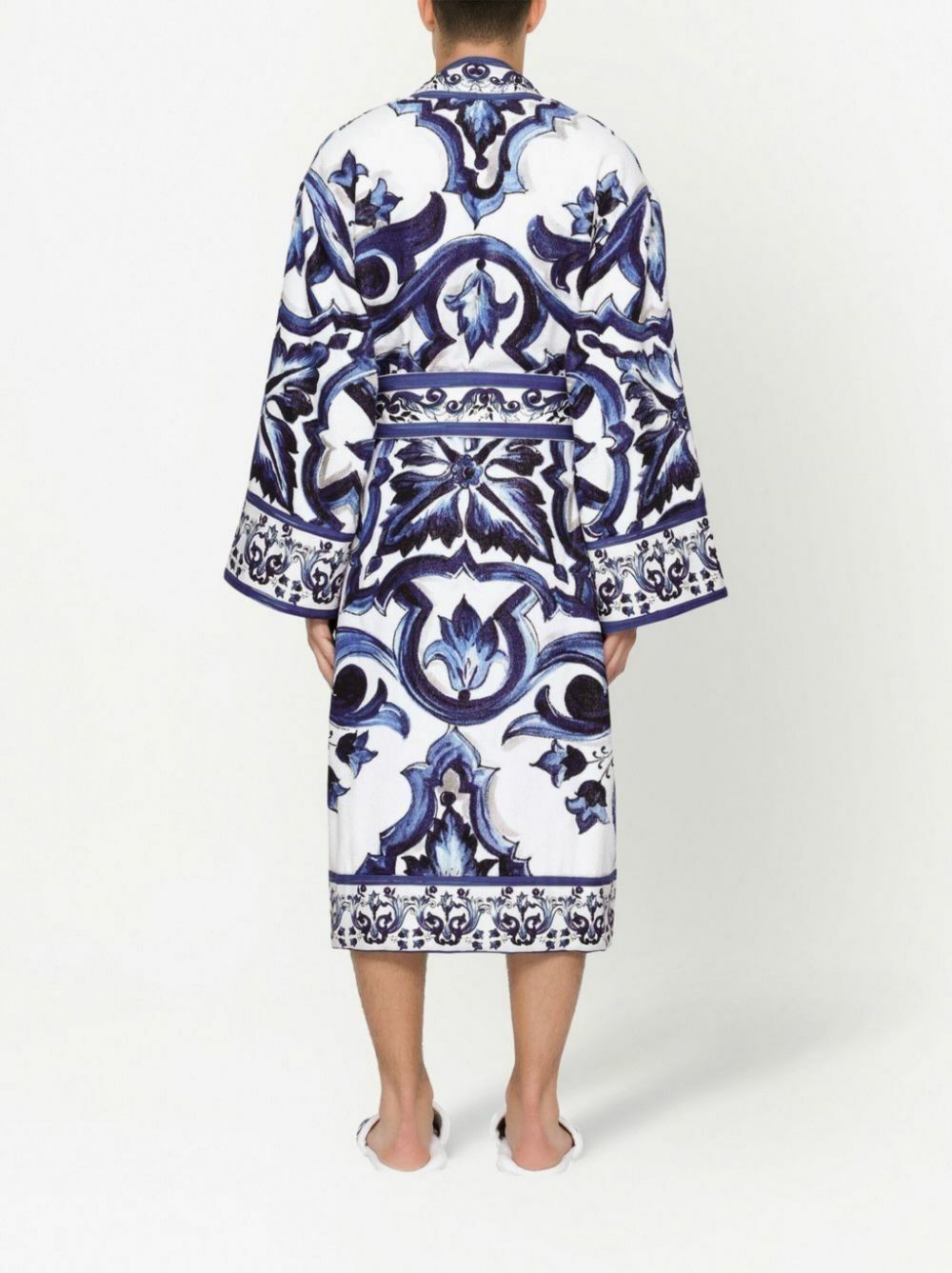 Dolce & Gabbana Blue Majolica Cotton Robe