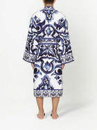 Dolce & Gabbana Blue Majolica Cotton Robe