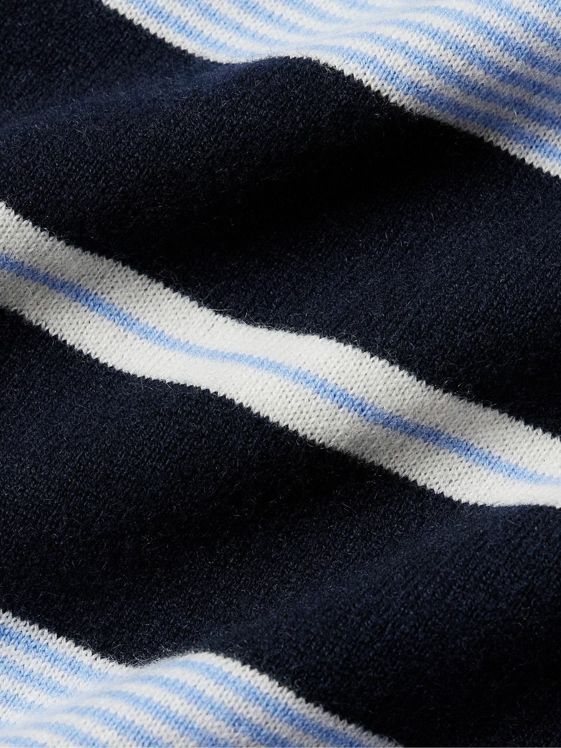 Guest In Residence - Striped Cashmere Polo Shirt - Blue