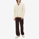 Universal Works Men's Cable Knit Cardigan in Ecru