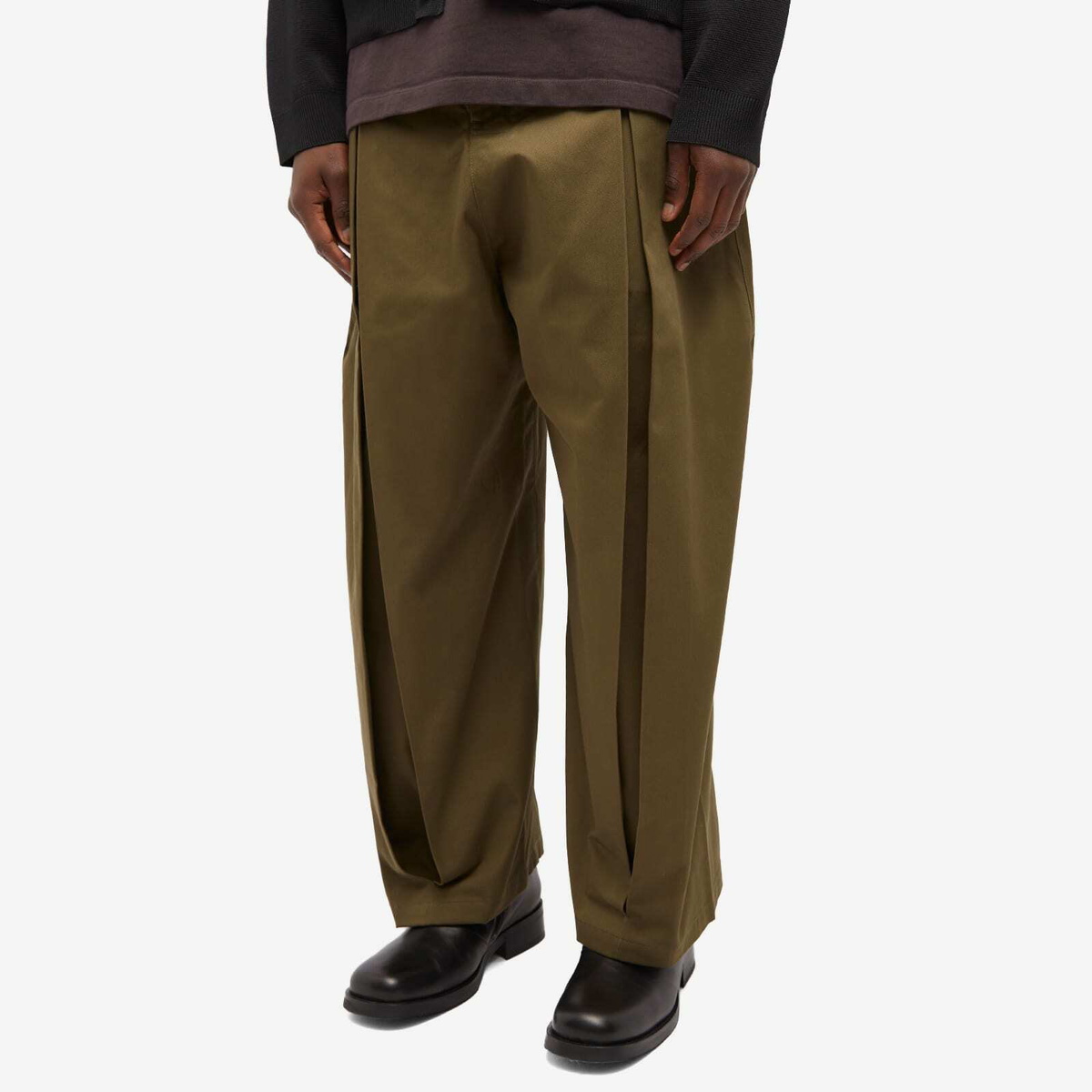 Sage Nation Men's Box Pleat Trouser in Khaki