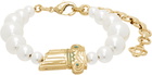 Casablanca Gold & White Gradient Faux-Pearl Column Bracelet