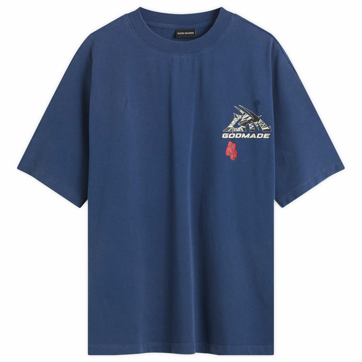 God Made Men's GM Logo Wrapped T-Shirt in Washed Blue