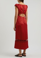 Free People Foolish Heart Cloqué Midi Dress Red