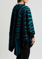 Diane Von Furstenberg Fannie Zebra-jacquard Wool-blend Shawl - Blue - One Size