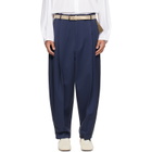 Hed Mayner Navy Pleated Trousers