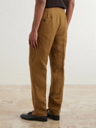 Rubinacci - Manny Straight-Leg Pleated Linen Trousers - Brown