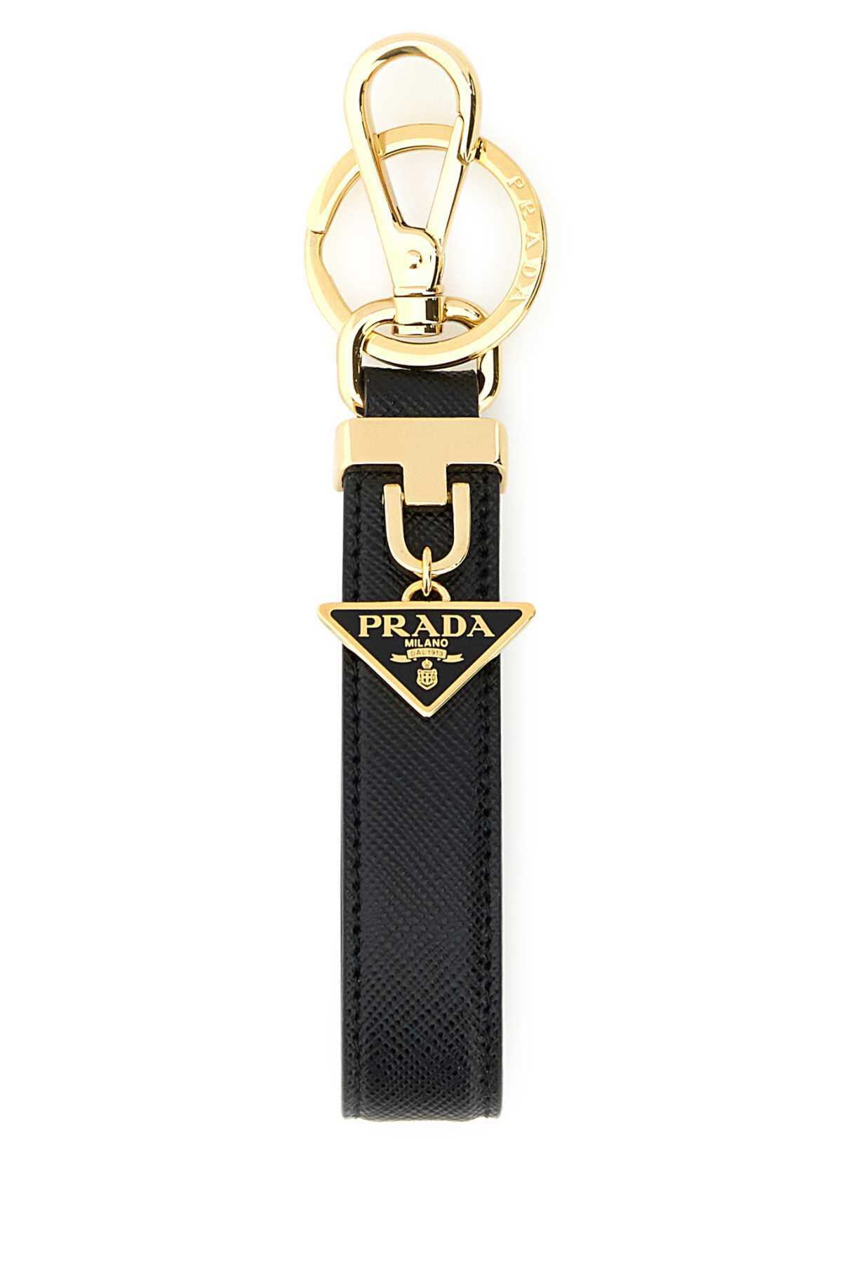 キーホルダー・キーリング PRADA Black calf hair and leather keyring Prada Black Calf Hair And Leather Keyring Prada
