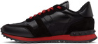 Valentino Garavani Black & Red Camo Rockrunner Sneakers