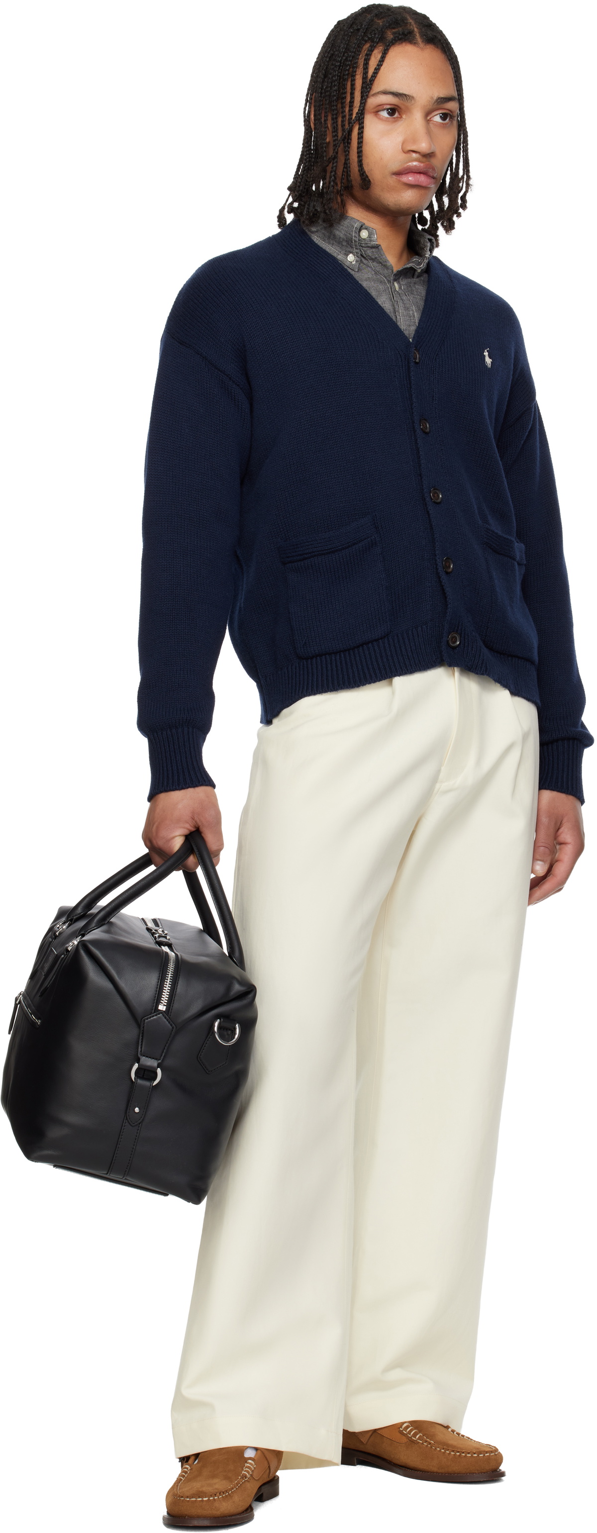 Polo Ralph Lauren Black Smooth Leather Duffle Bag