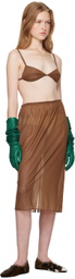 Carven Brown Sheer Midi Skirt