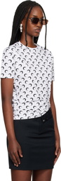 Marine Serre White Moon Printed Jersey Short Sleeves Crewneck T-shirt
