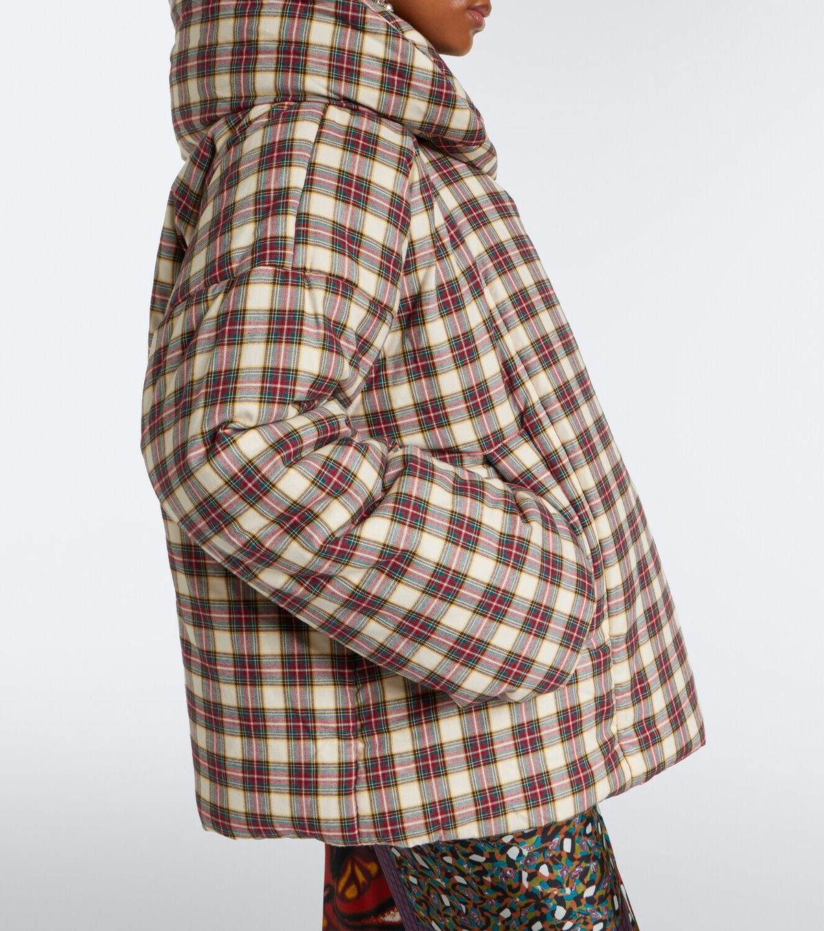 Dries Van Noten Gingham hooded cotton puffer jacket