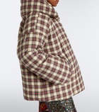 Dries Van Noten Gingham hooded cotton puffer jacket