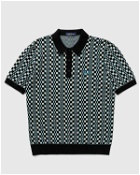 Fred Perry Glitch Chequerboard Knit Shirt Blue|Beige - Mens - Polos