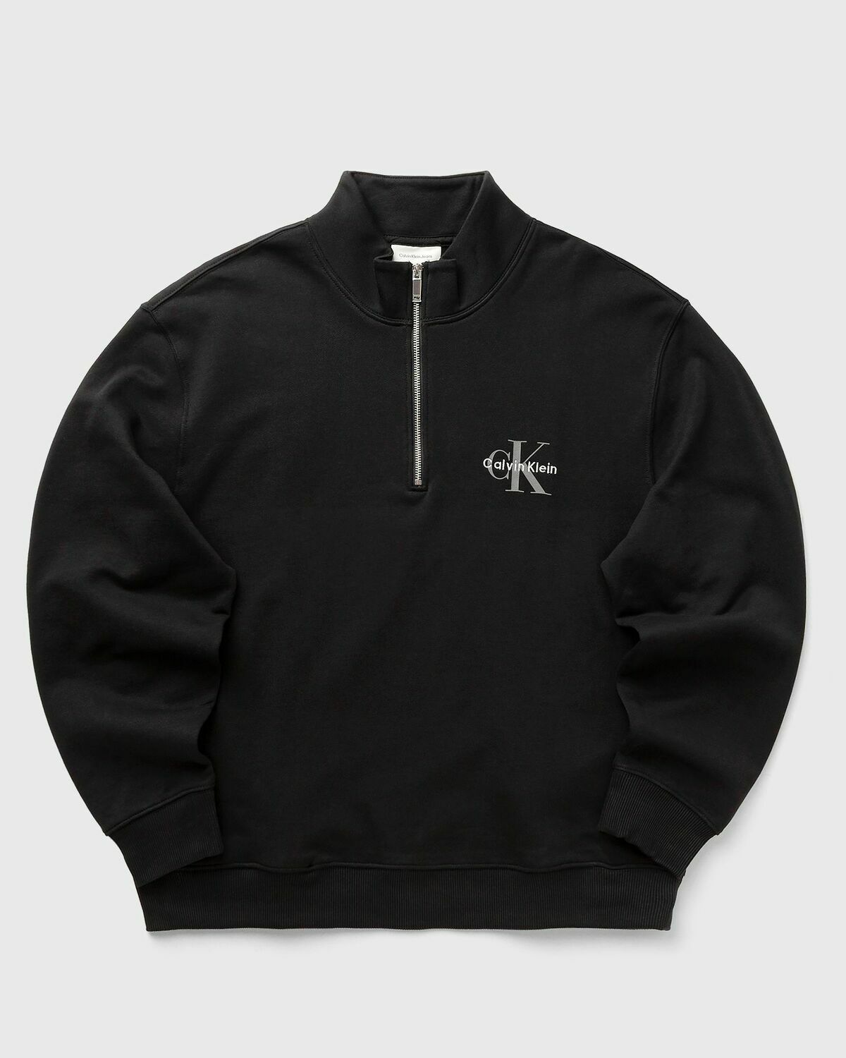Calvin Klein Jeans LS EU 350TERRY MICRO MONOLOGO QT Black Mens Half-Zip