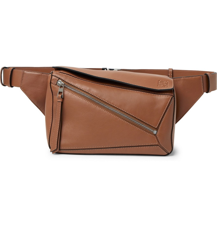 Photo: LOEWE - Puzzle Logo-Debossed Leather Belt Bag - Brown