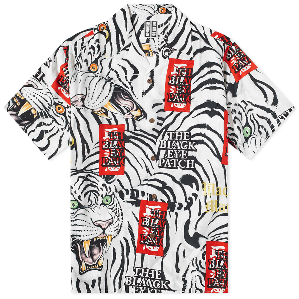 Wacko Maria x BlackEyePatch Short Sleeve Hawaiian Shirt in White Wacko ...