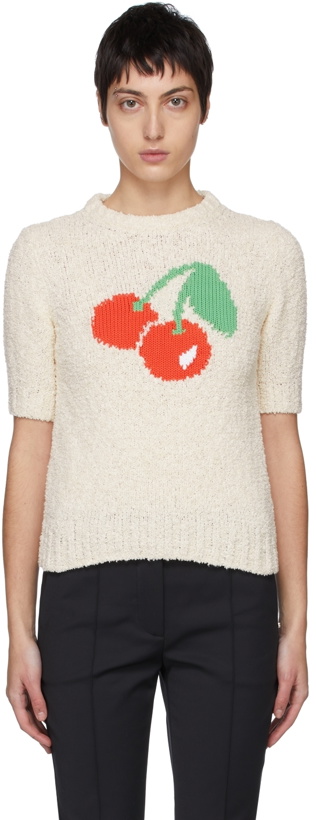 Photo: Sportmax Off-White Cherry Tonico Short Sleeve Sweater