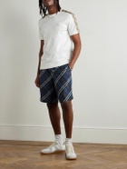Burberry - Straight-Leg Checked Mulberry Silk-Satin Shorts - Blue