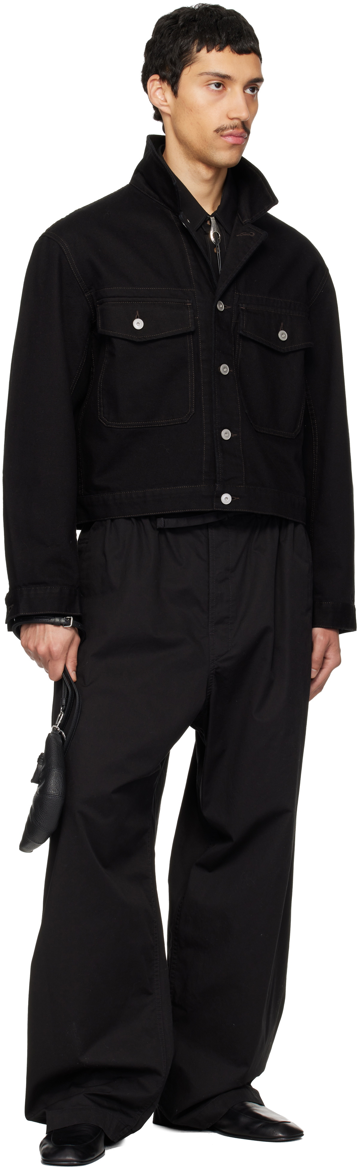 LEMAIRE Black Cross-Body Croissant Coin Pouch