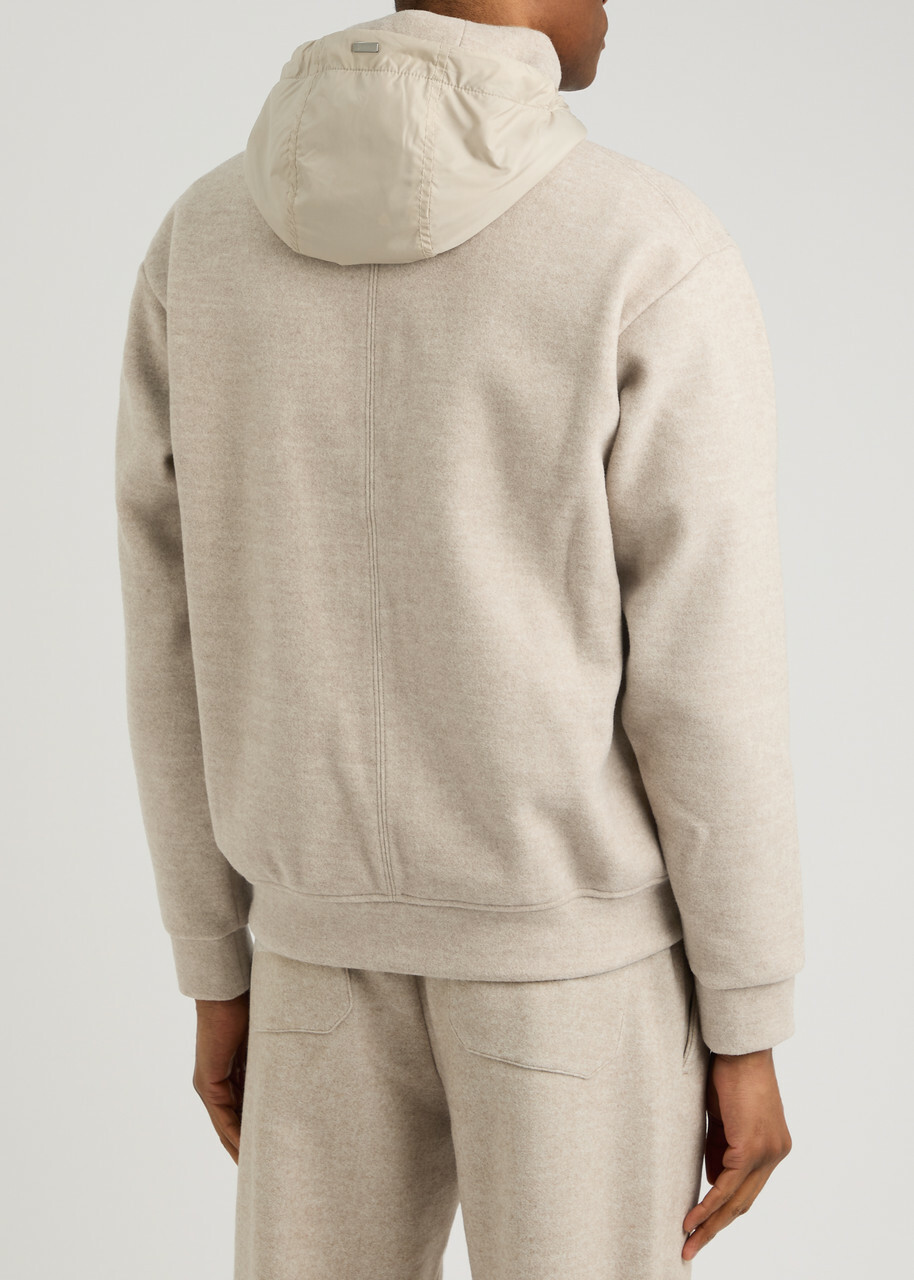 Herno Hooded Felt Sweatshirt Cream