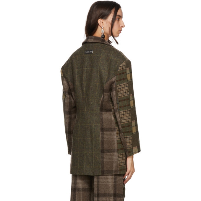 Rave Review Green Wool Deadstock Check Coat Rave Review