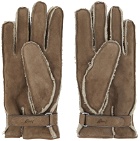 Brioni Brown Shearling Gloves