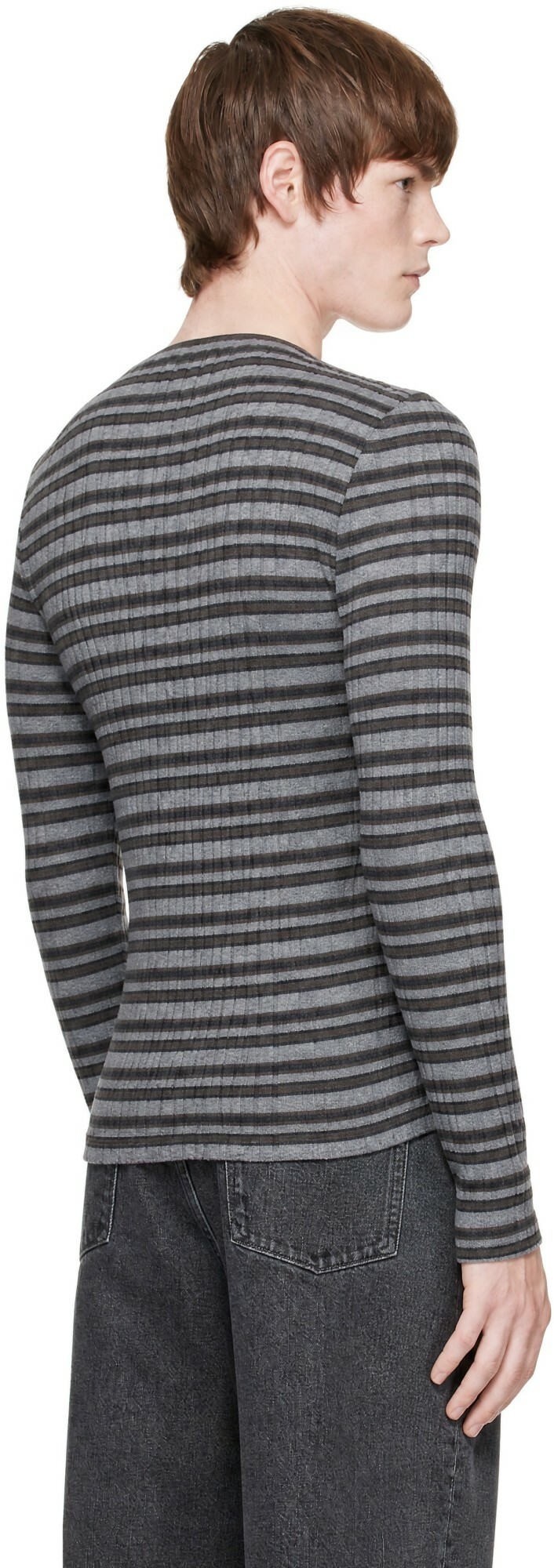 LISA YANG Gray Tariq Stripes Sweater