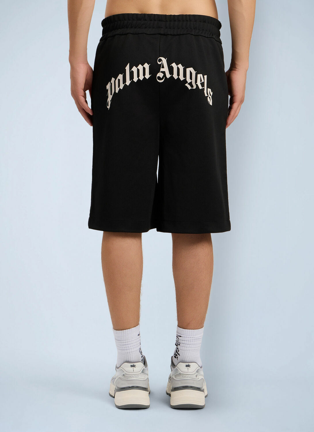 Palm Angels Back Curved Logo Track Shorts