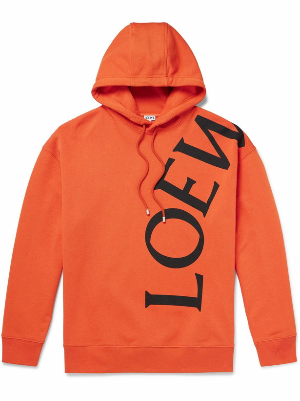 Photo: LOEWE - Logo-Print Cotton-Jersey Hoodie - Orange