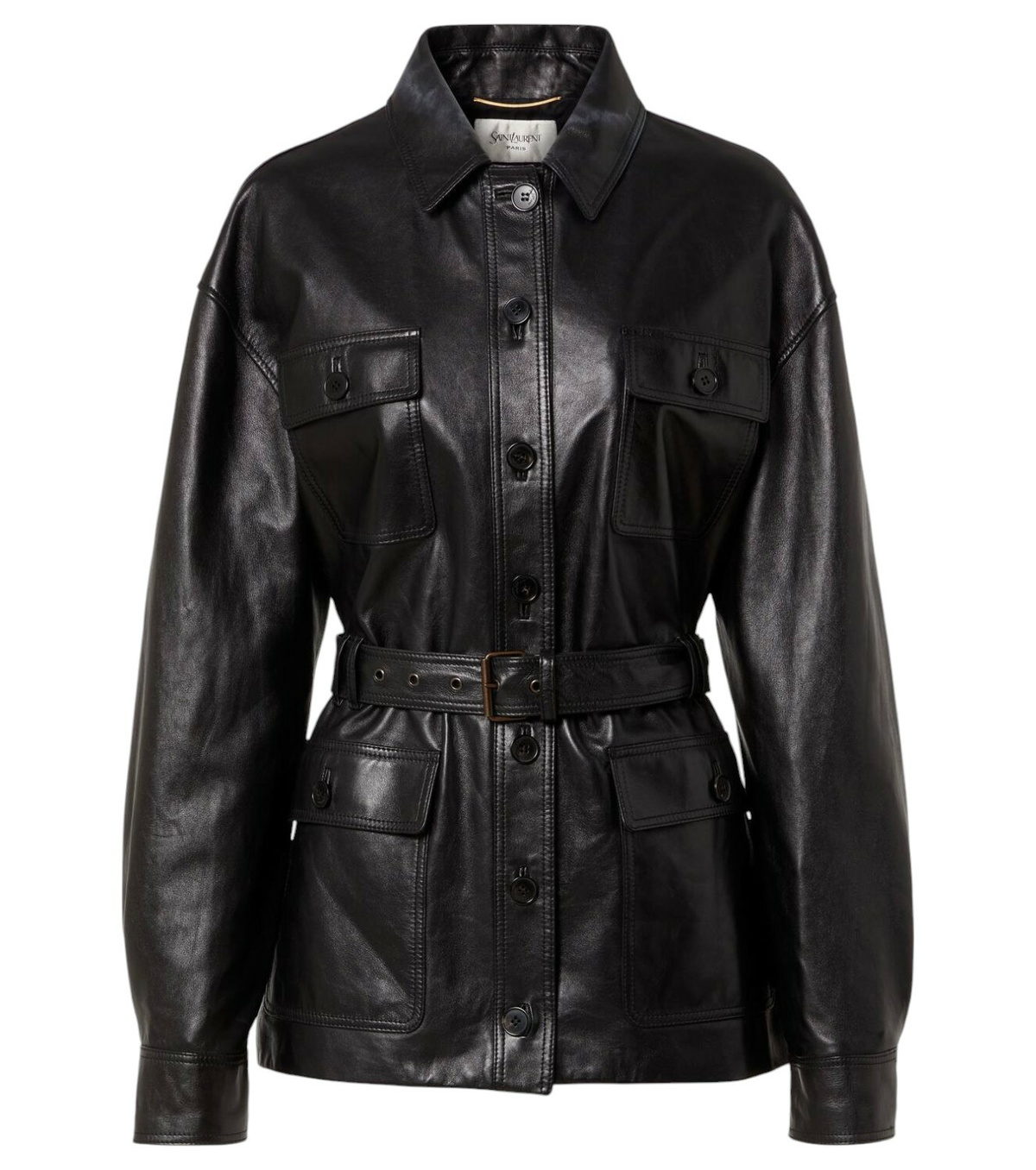Saint Laurent Women's Black Vintage-Inspired Leather Jacket