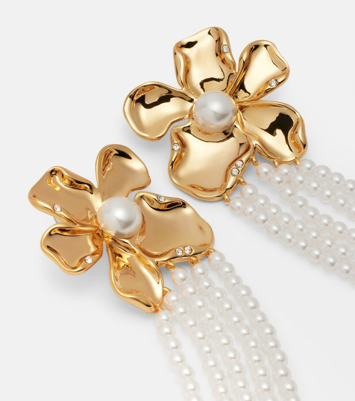 Self-Portrait Embellished faux pearl drop earrings