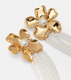 Self-Portrait Embellished faux pearl drop earrings