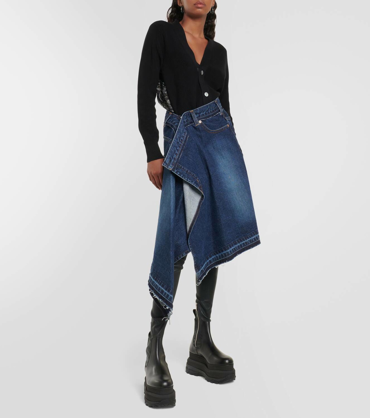 Jupe En Denim Sacai Avec Shorts Intégrés - Taille 2, Bleue, Neuf Avec étiquettes
