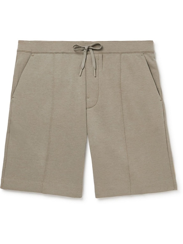 Photo: Club Monaco - Straight-Leg Cotton-Blend Jersey Drawstring Shorts - Neutrals