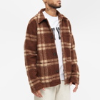 Universal Works Men's Check Wool Fleece Field Jacket in Brown