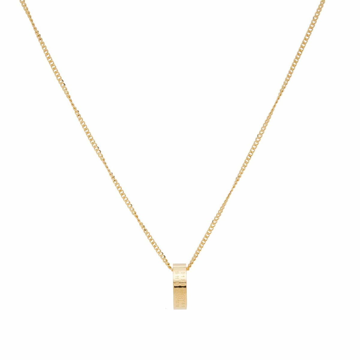 MM6 Maison Margiela Men's Number Logo Ring Necklace in Polished Gold MM6 Maison  Margiela