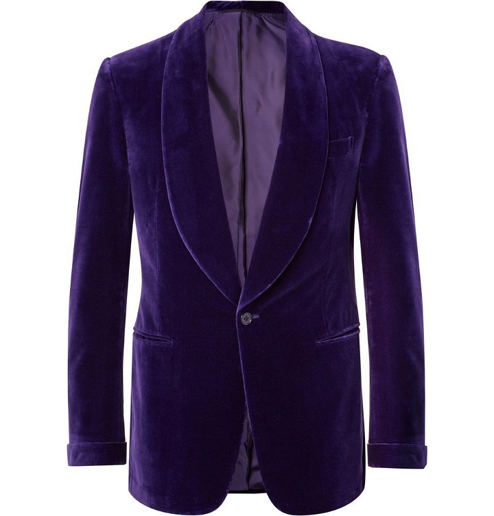 Photo: Ralph Lauren Purple Label - Purple Gregory Slim-Fit Shawl-Collar Cotton-Velvet Tuxedo Jacket - Men - Purple