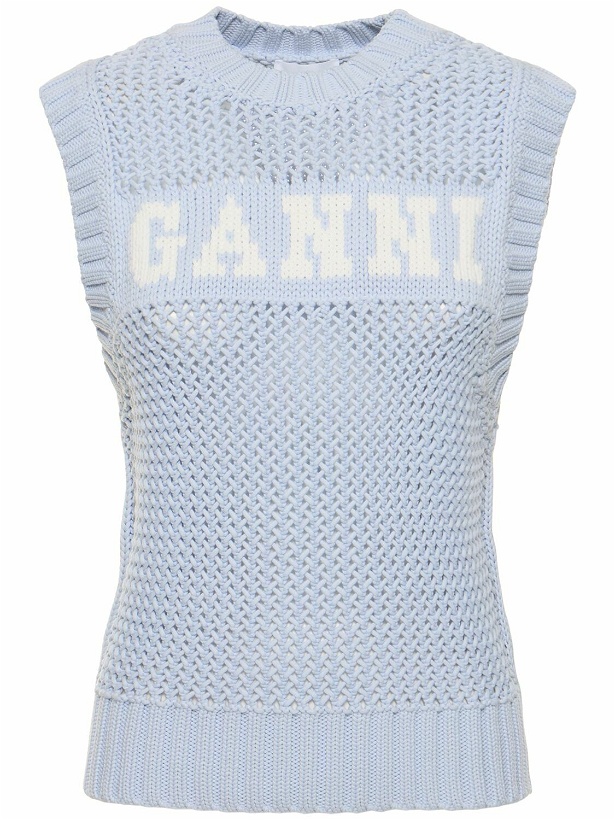Photo: GANNI - Logo Knit Cotton Blend Vest