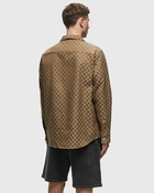 Misbhv Jacquard Canvas Monogram Shacket Brown - Mens - Longsleeves