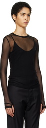 Silk Laundry Black Mesh Long Sleeve T-shirt