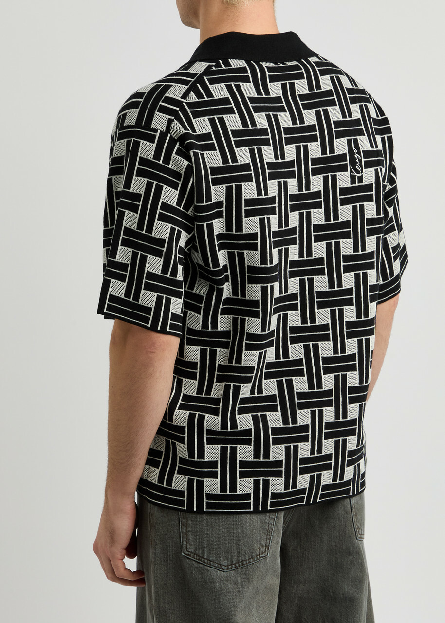 Kenzo Weave Intarsia Cotton-blend Polo Shirt Black Kenzo