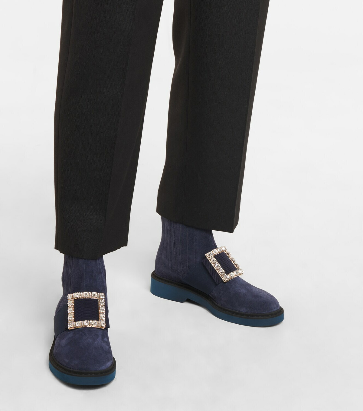 Roger Vivier Viv’ Rangers Strass suede Chelsea boots