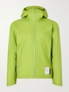 Satisfy - Rain Fly Hooded Logo-Printed PERTEX® Shield Air Jacket - Green